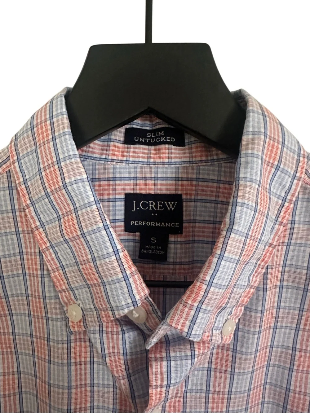 J. Crew Men's Plaid Button-Down Shirt in Blue & Coral
